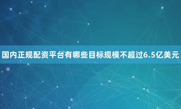 国内正规配资平台有哪些目标规模不超过6.5亿美元